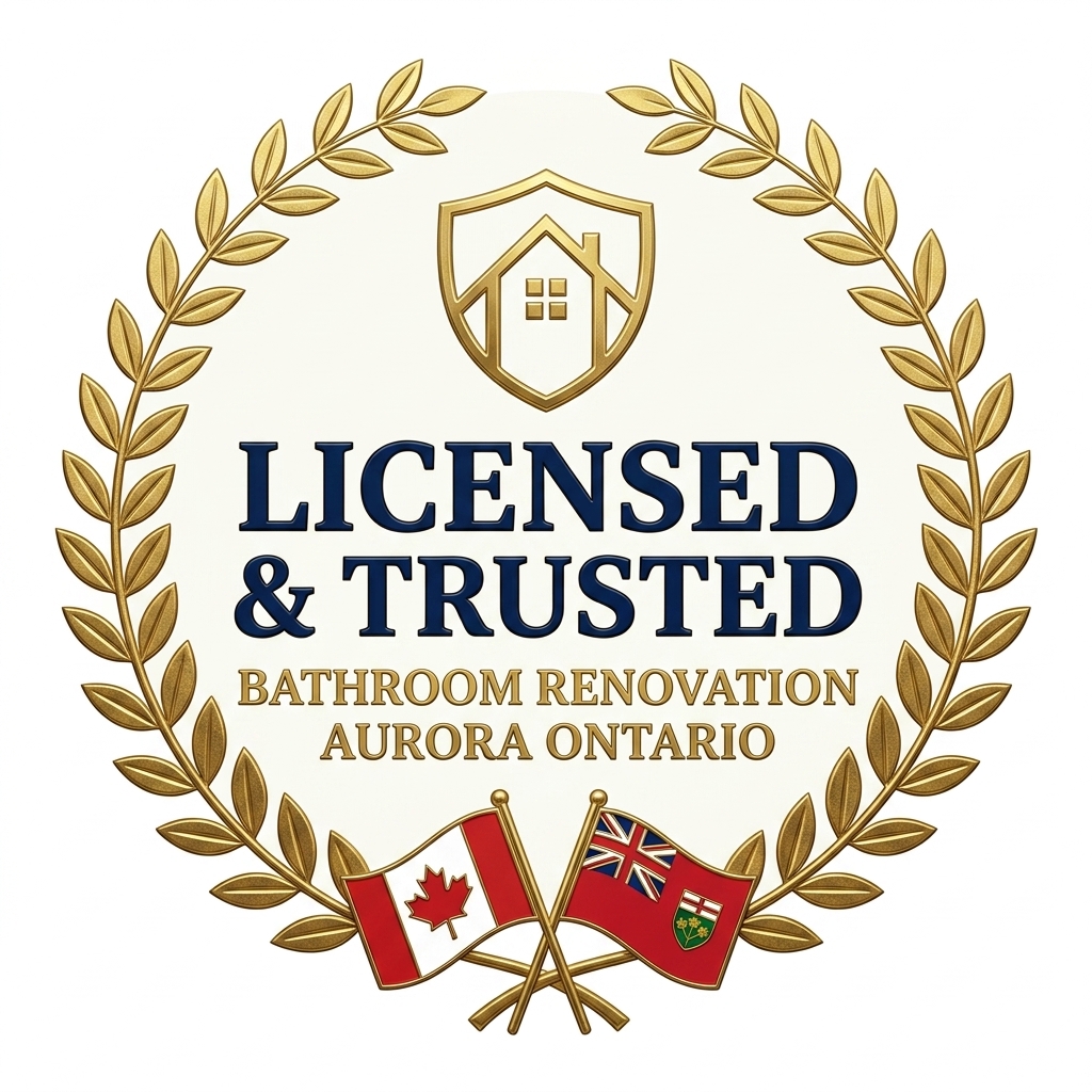 Licensed and Trusted badge — Bathroom Renovation Aurora Ontario with Canadian and Ontario flags